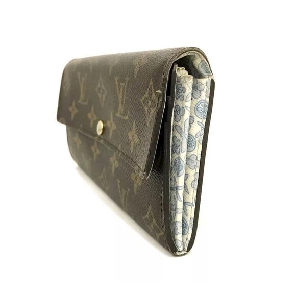 Authentic Louis Vuitton Portefeiulle Sarah Bifold Wallet Blue Floral Interior - Picture 4 of 8